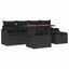 Havesofa Sæt 6 pcs Sort polyrattan