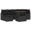 Havesofa Sæt 7 pcs Sort polyrattan