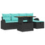 Havesofa Sæt 6 pcs Sort polyrattan