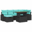 Havesofa Sæt 7 pcs Sort polyrattan