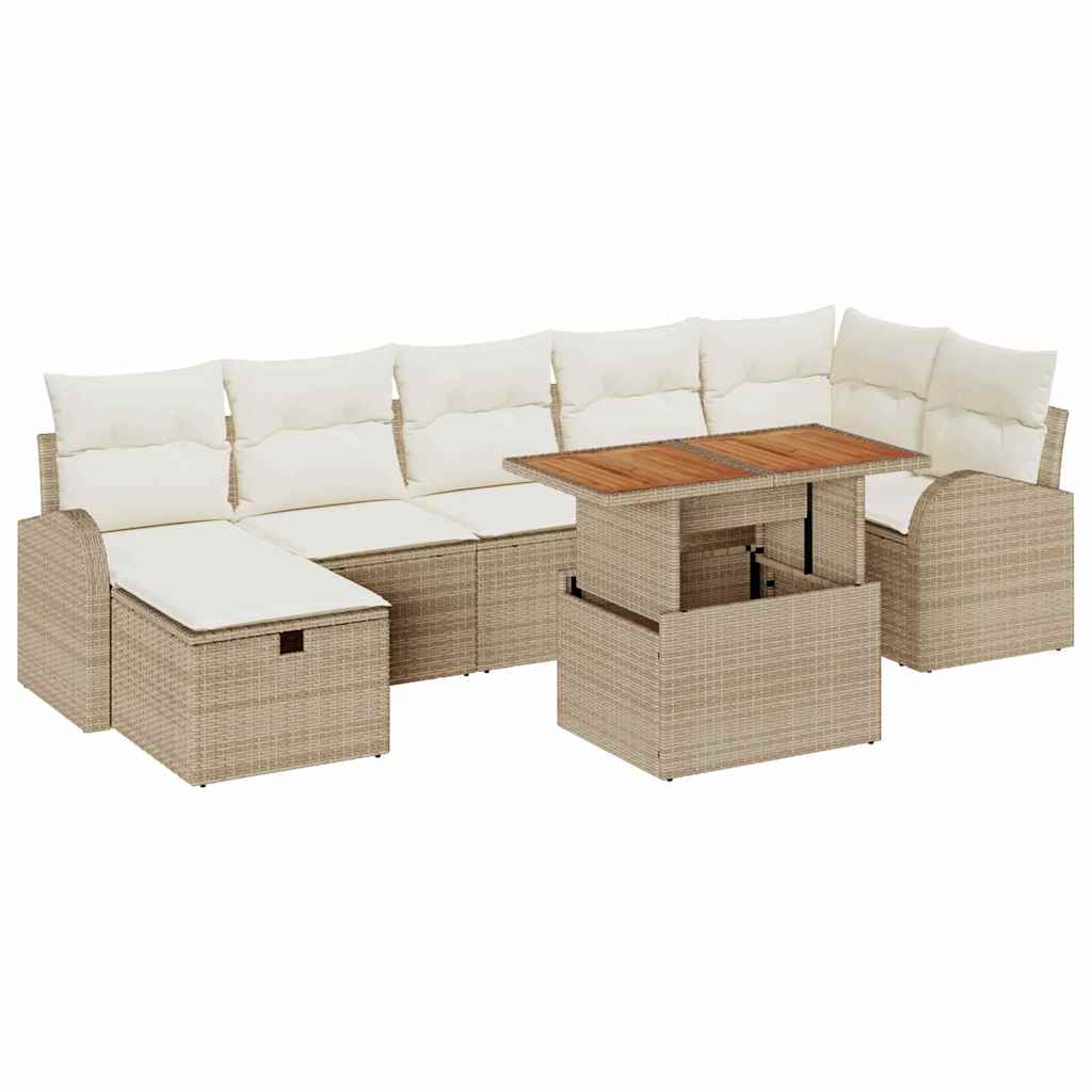 Havesofa Sæt 8 pcs Beige polyrattan