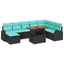 Havesofa Sæt 9 pcs Sort polyrattan