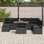 Havesofa Sæt 9 pcs Sort polyrattan