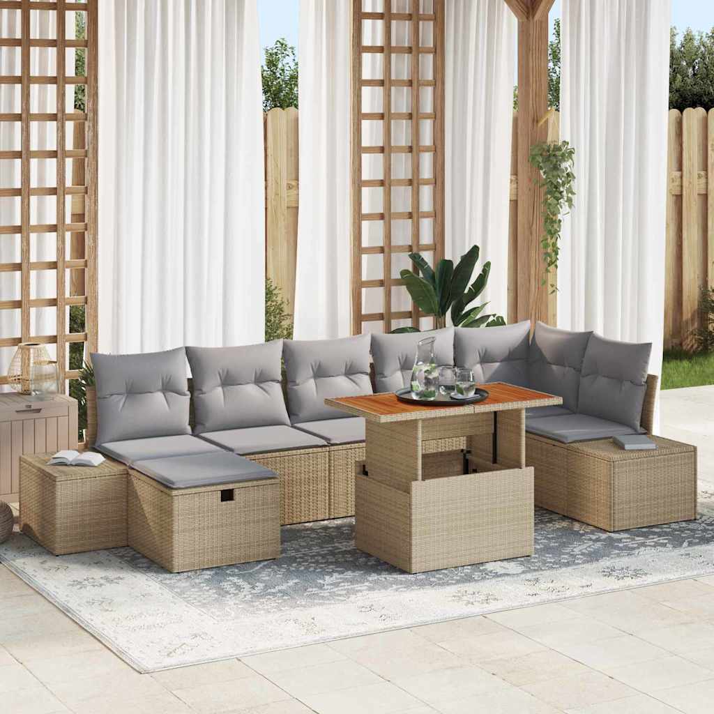 Havesofa Sæt 8 stk. Beige polyrattan