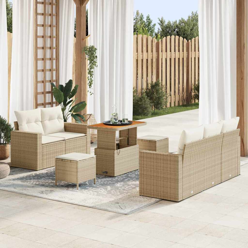 Havesofa Sæt 8 pcs Beige polyrattan