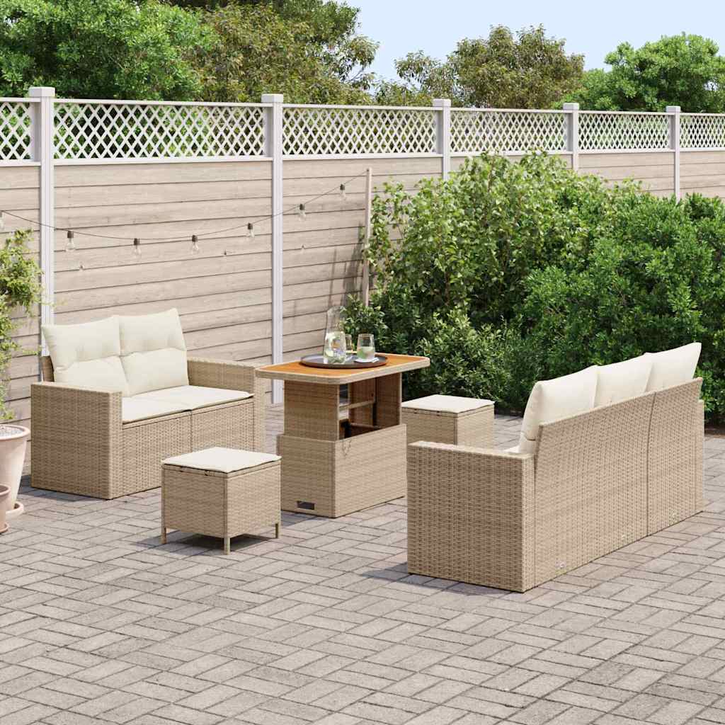 Havesofa Sæt 8 pcs Beige polyrattan