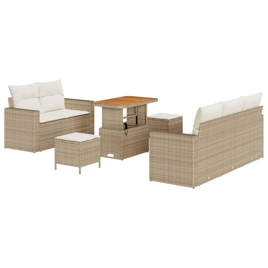 Havesofa Sæt 8 pcs Beige polyrattan