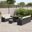 Havesofa Sæt med pude 10 pcs Sort polyrattan