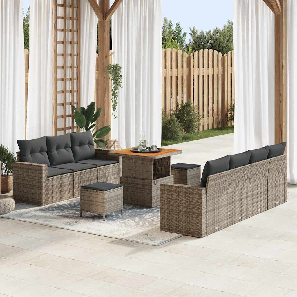 Havesofa Sæt 10 pcs Grå polyrattan