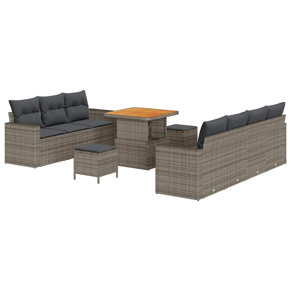 Havesofa Sæt 10 pcs Grå polyrattan