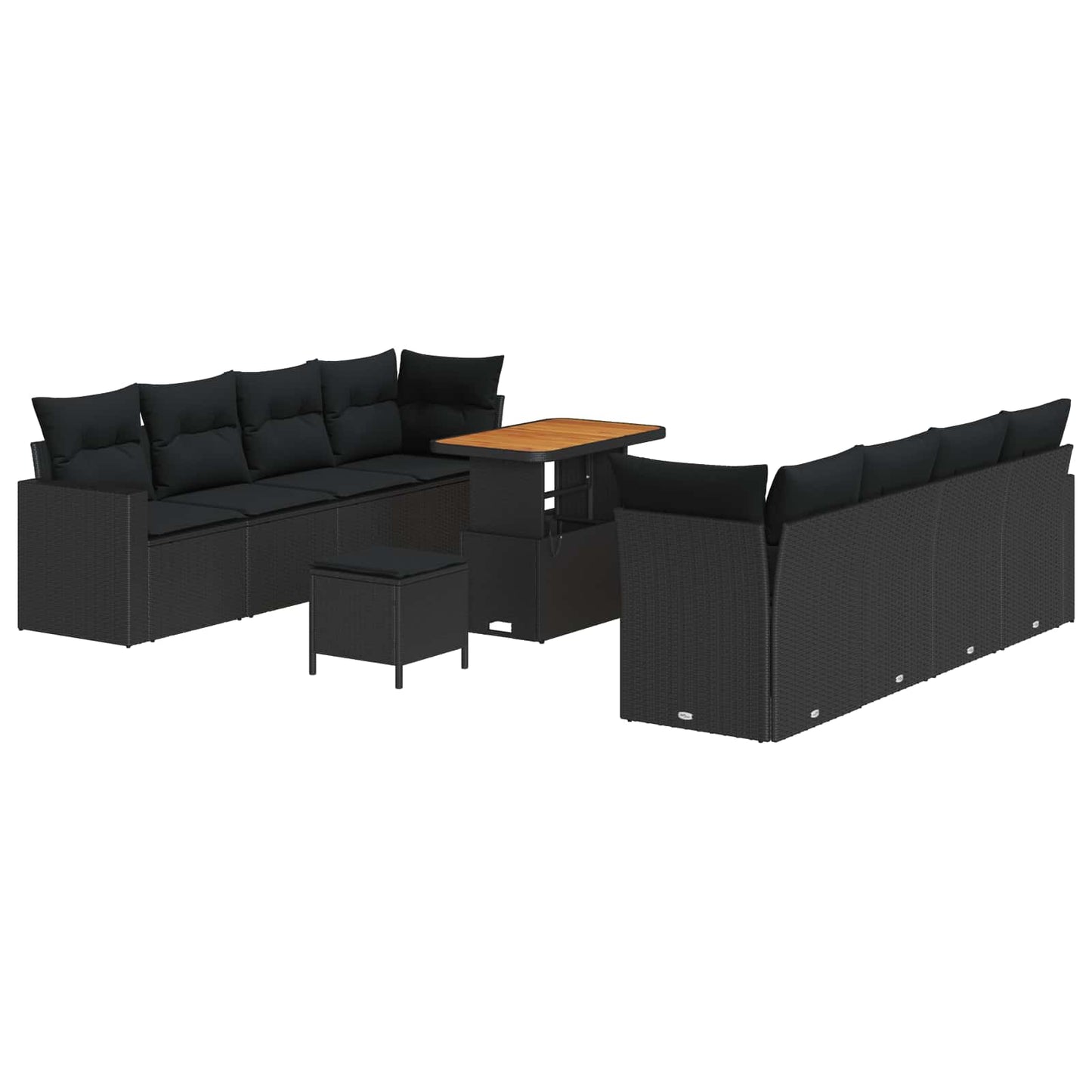 Havesofa Sæt 11 pcs Sort polyrattan