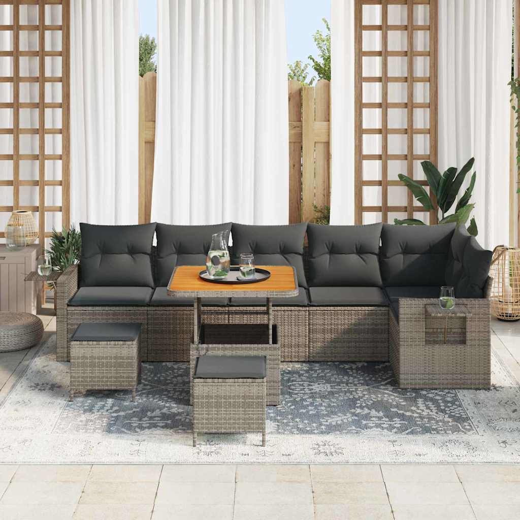 Havesofa Sæt 9 stk. Grå polyrattan