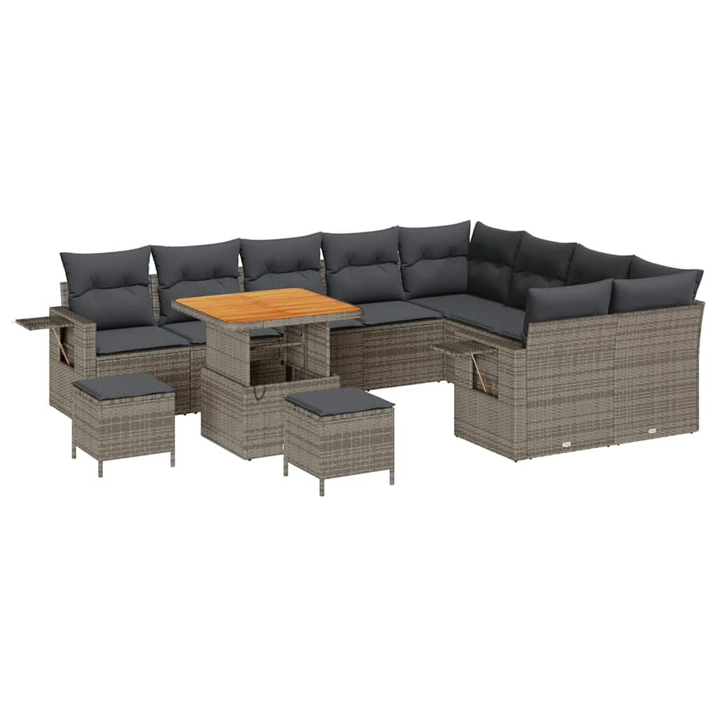 Havesofa Sæt 12 stk. Grå polyrattan