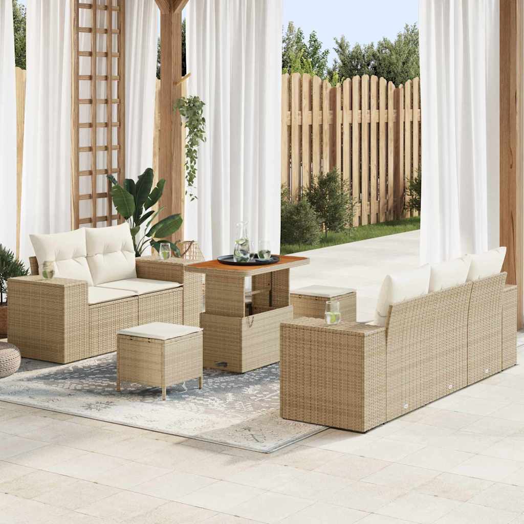Havesofa Sæt 8 pcs Beige polyrattan