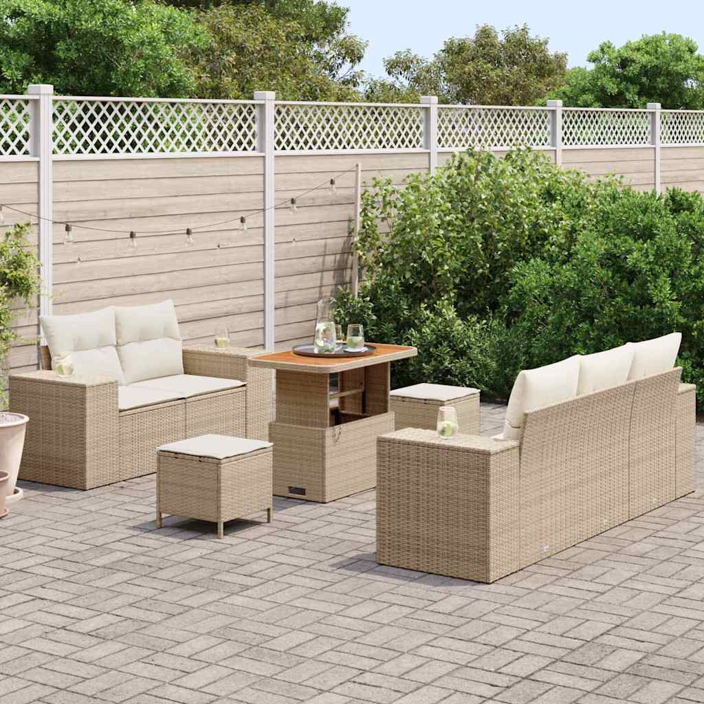 Havesofa Sæt 8 pcs Beige polyrattan
