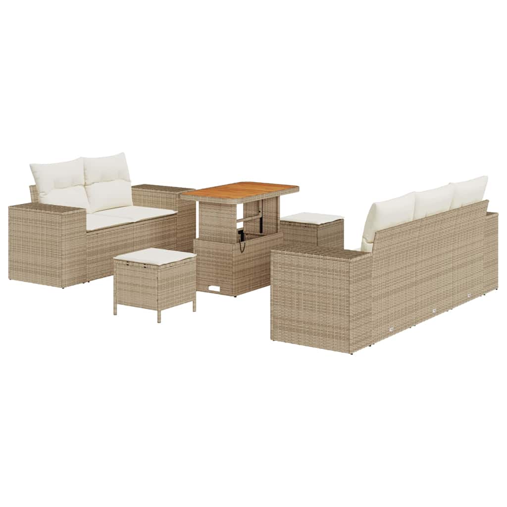 Havesofa Sæt 8 pcs Beige polyrattan