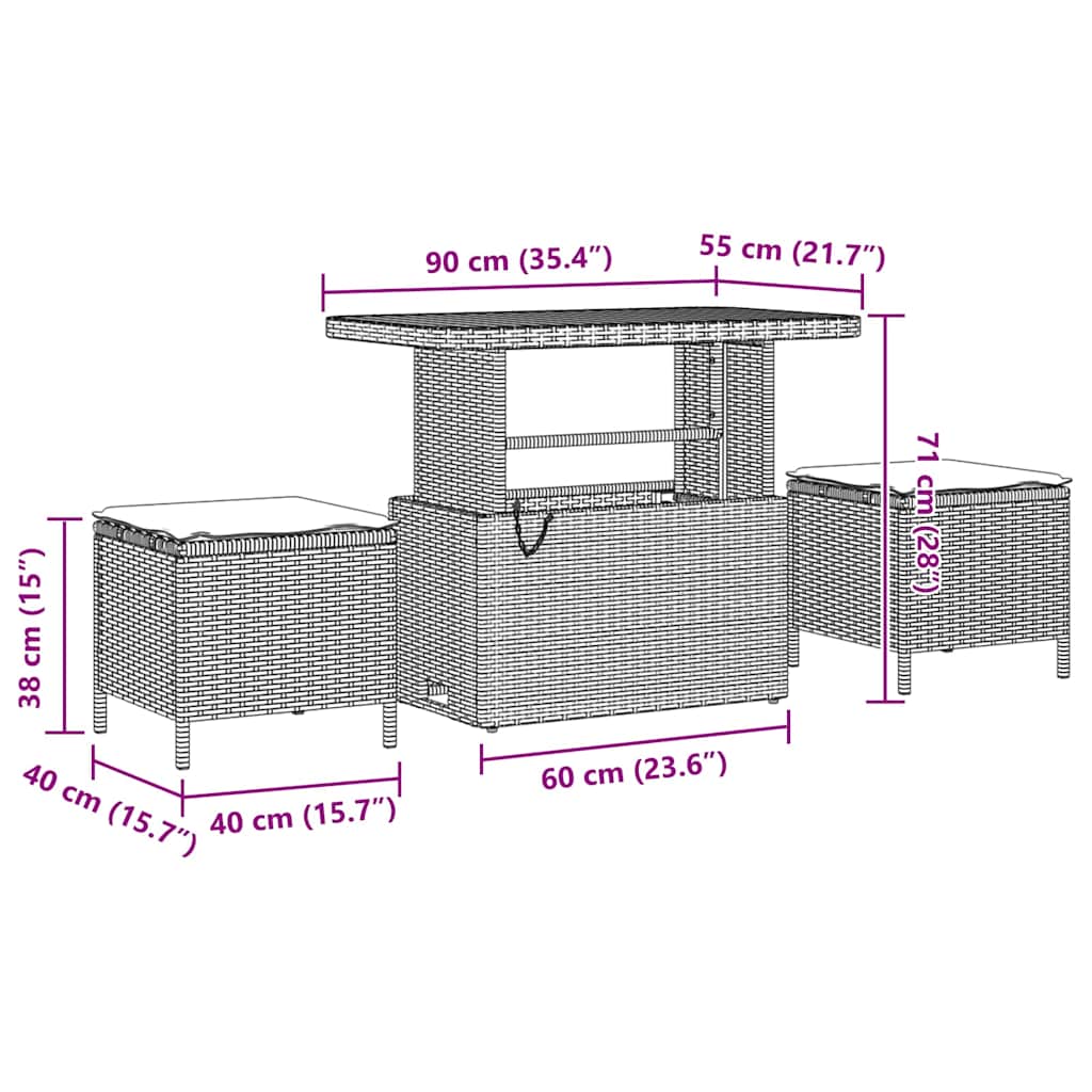 Havesofa Sæt 8 pcs Beige polyrattan