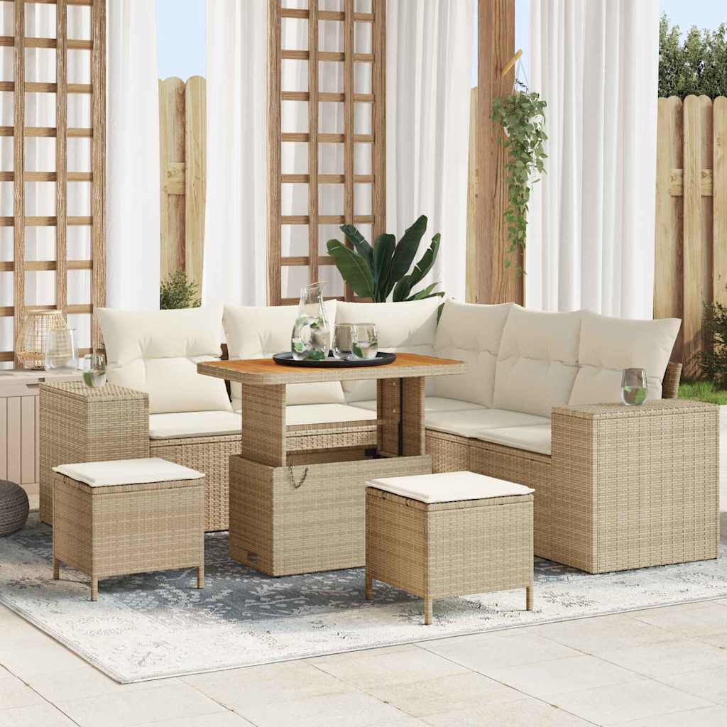 Havesofa Sæt 8 stk. Beige polyrattan
