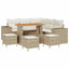Havesofa Sæt 9 stk. Beige polyrattan