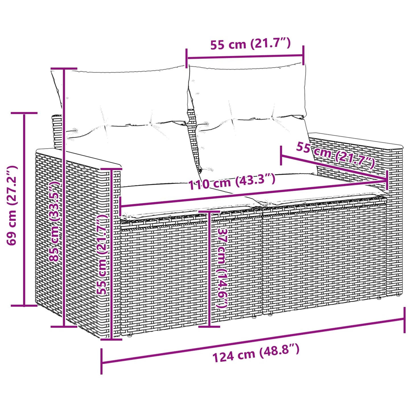 Havesofa Sæt 8 stk. Beige polyrattan
