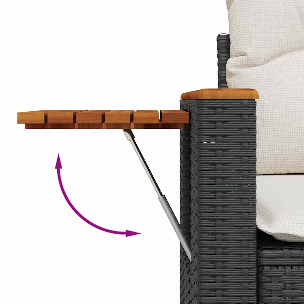 Havesofa Sæt med pude 8 pcs Sort og Cream