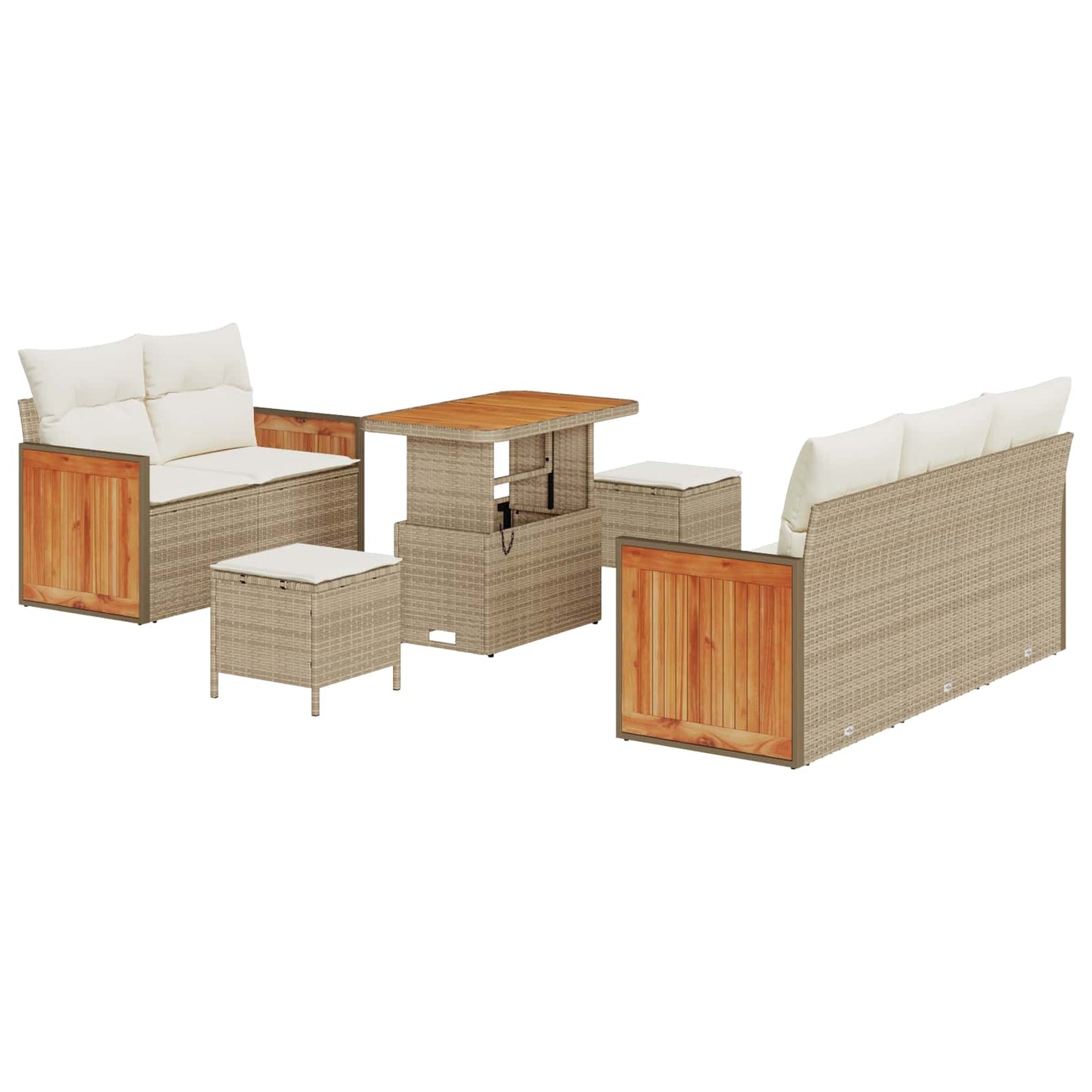 Havesofa Sæt med pude 8 pcs Beige og creme