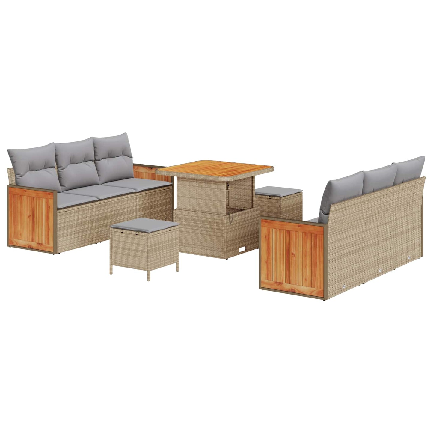 Havesofa Sæt med pude 9 pcs Beige og lys grå