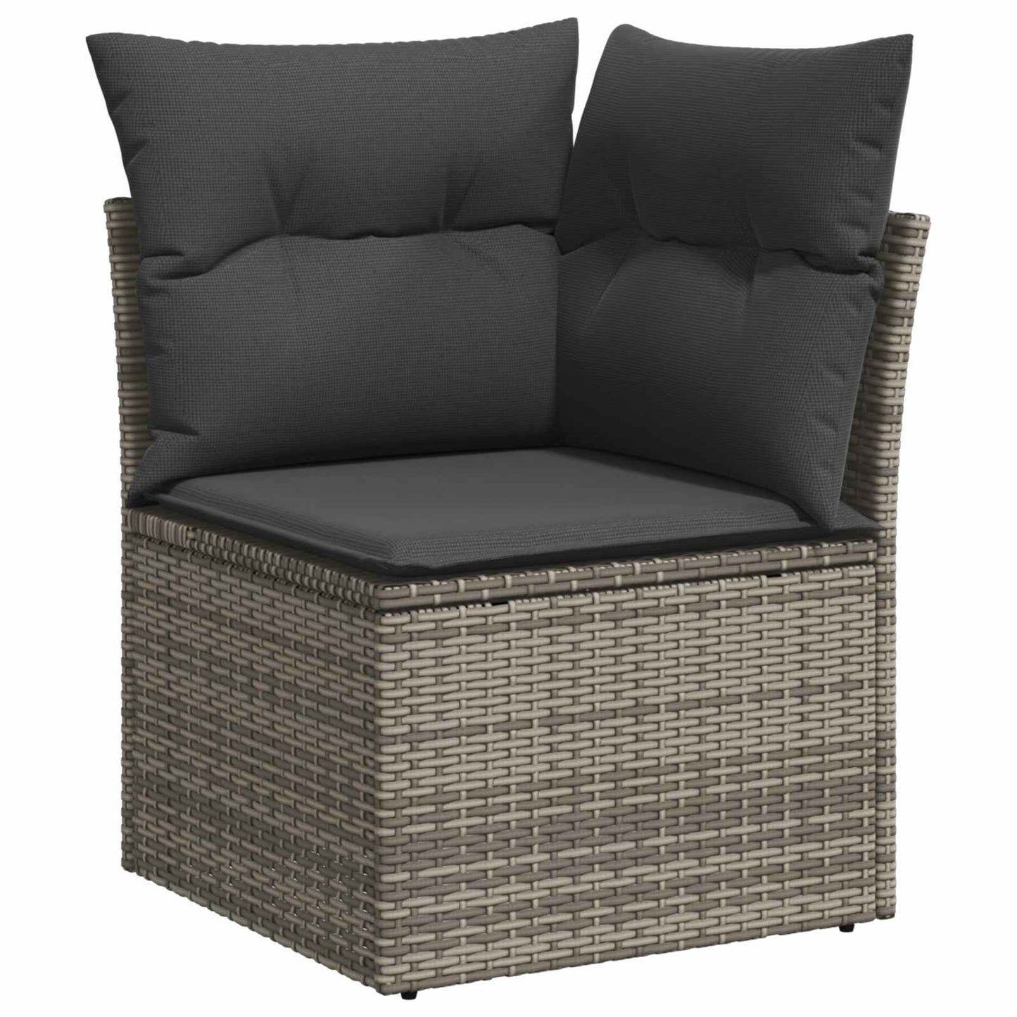 Havesofa Sæt 11 pcs Grå Poly Rattan og pulverlakeret stål