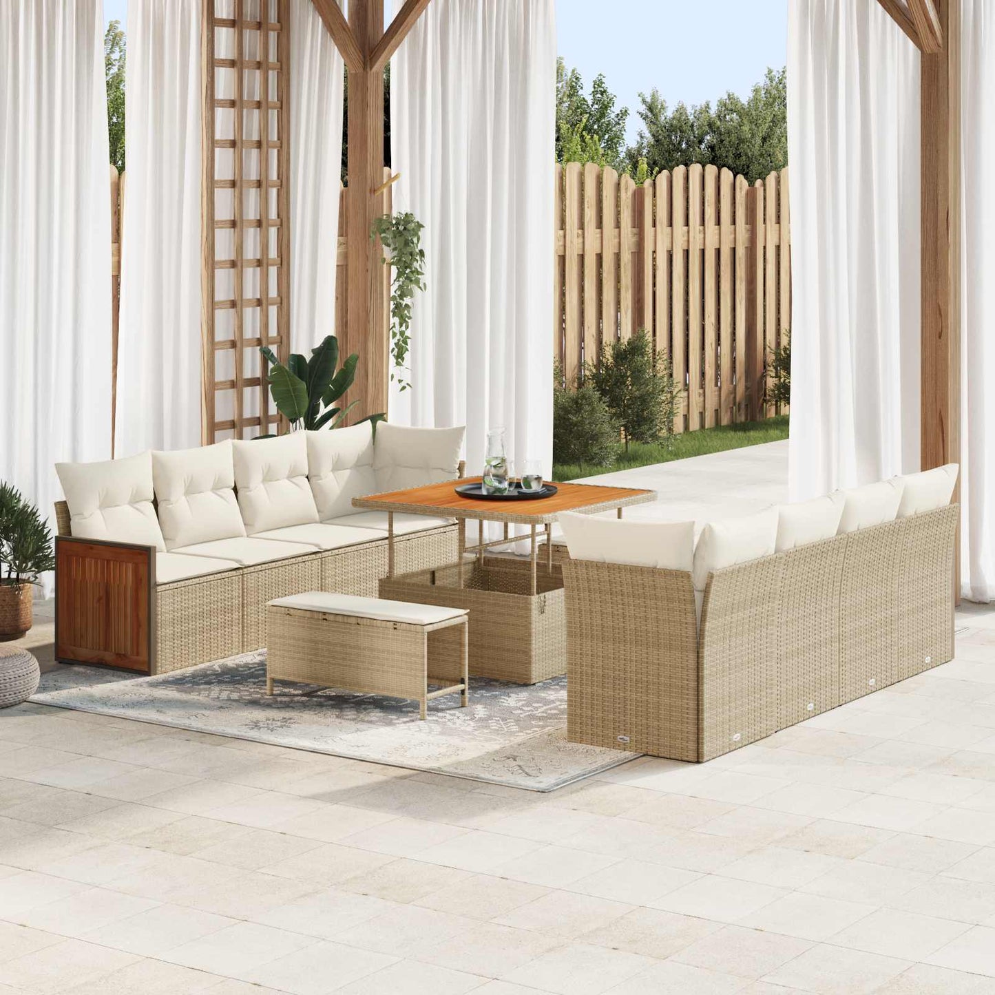 Havesofa Sæt 11 stk. 11-Antal sæder Beige og creme