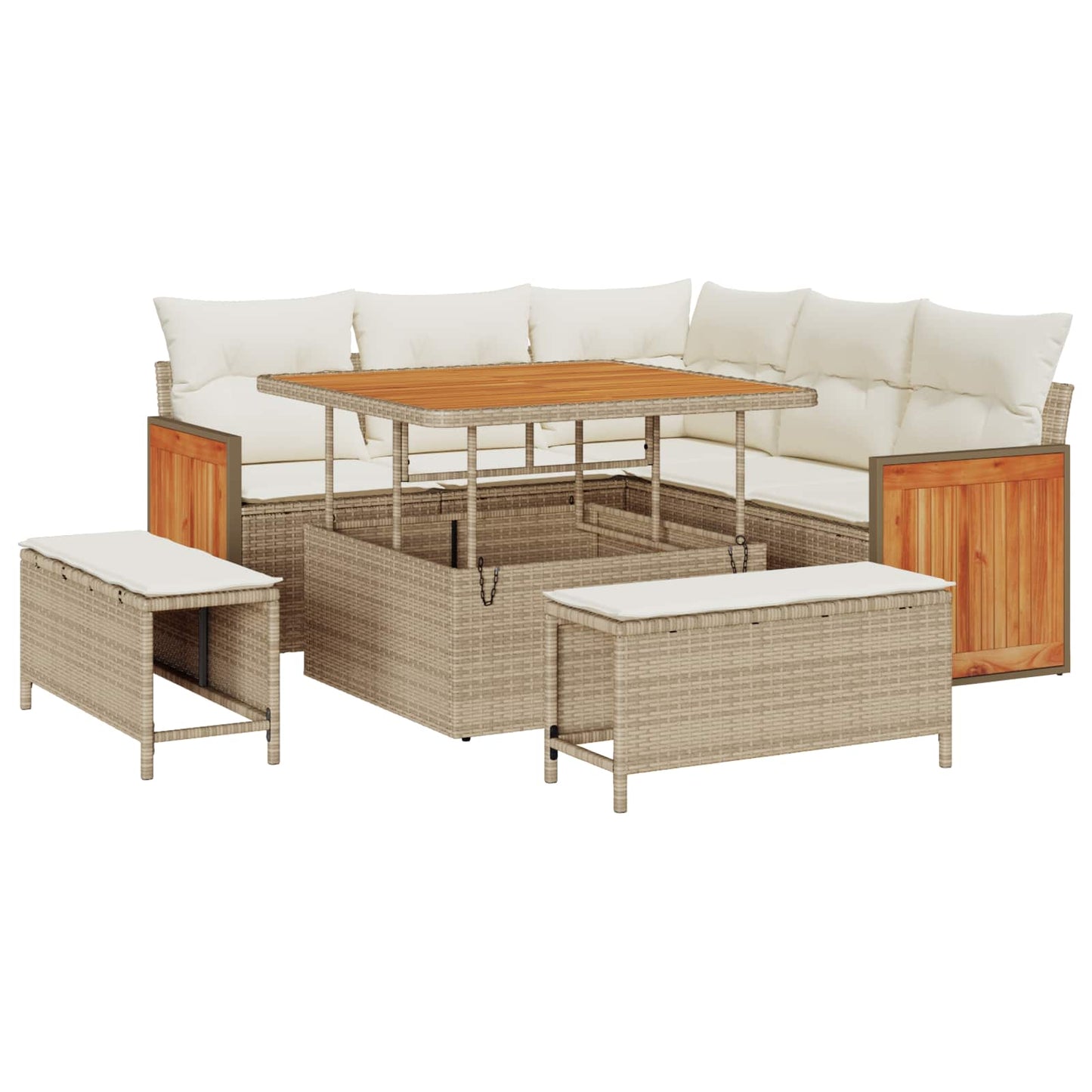 Havesofa Sæt med pude 8 pcs Beige og creme