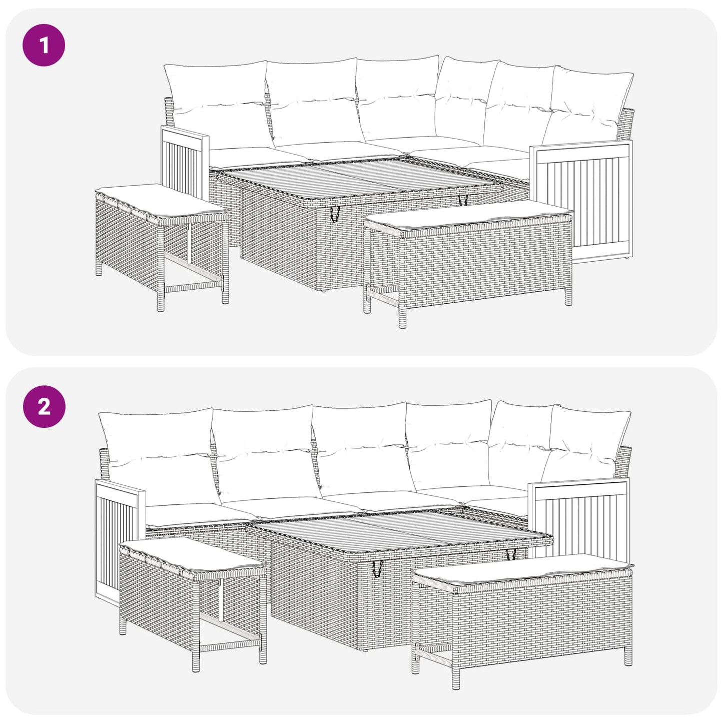 Havesofa Sæt med pude 8 pcs Beige og lys grå