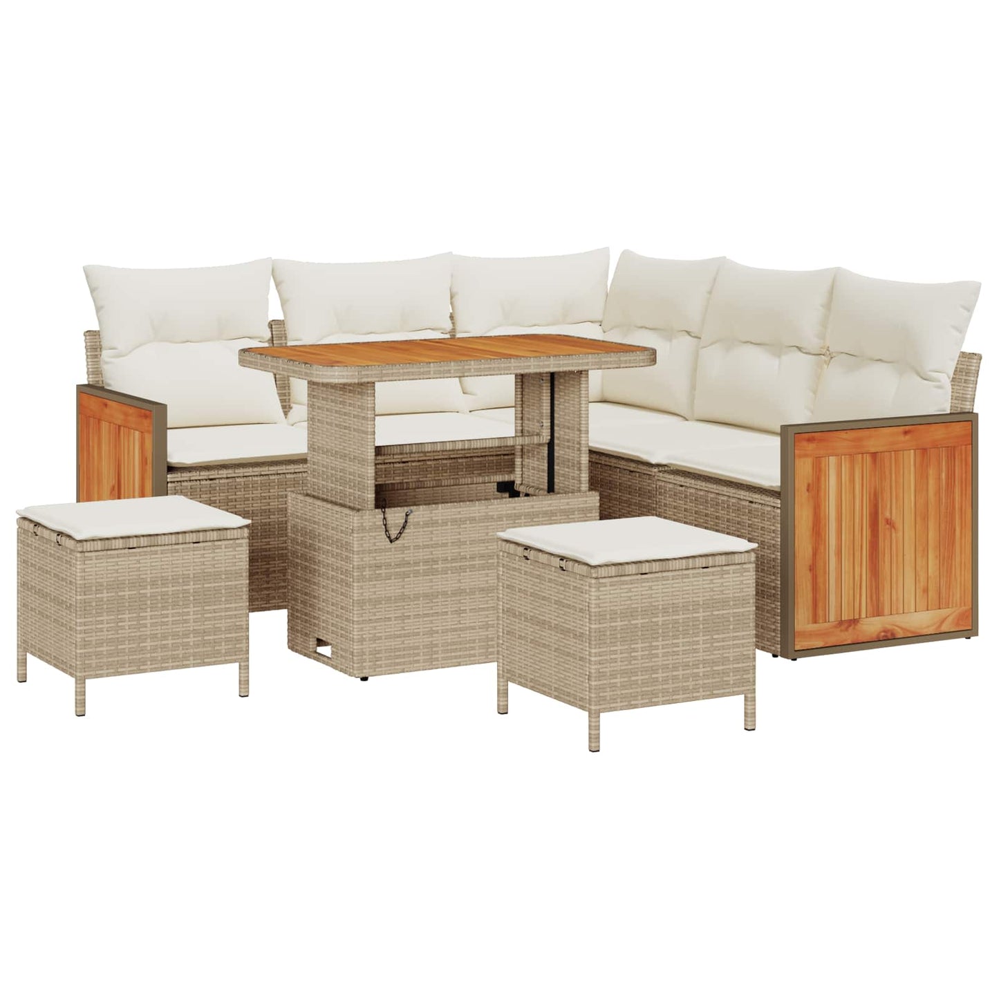 Havesofa Sæt med pude 8 pcs Beige og creme