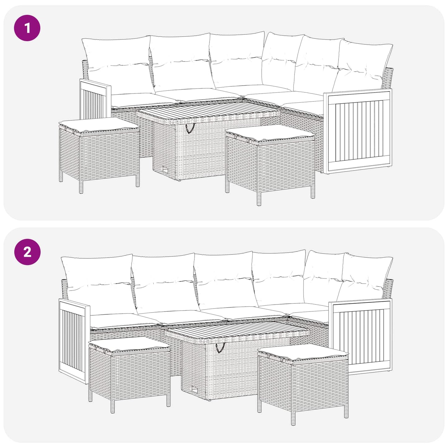Havesofa Sæt med pude 8 pcs Beige og lys grå