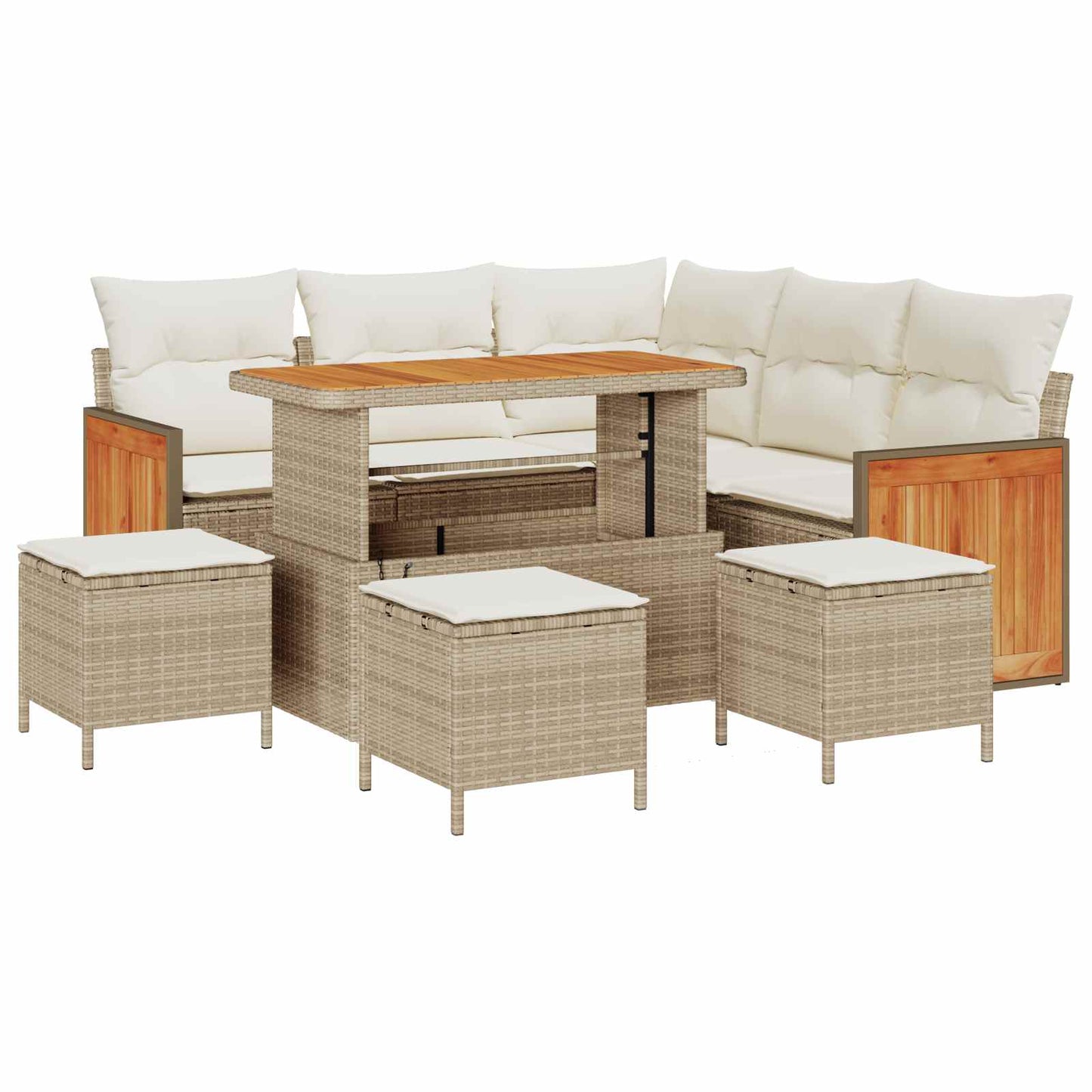 Havesofa Sæt med pude 9 pcs Beige og creme