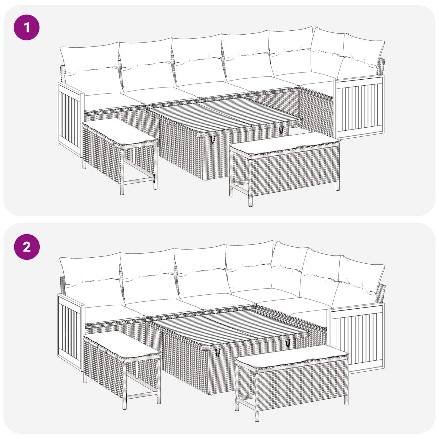 Havesofa Sæt med pude 9 pcs Beige og lys grå