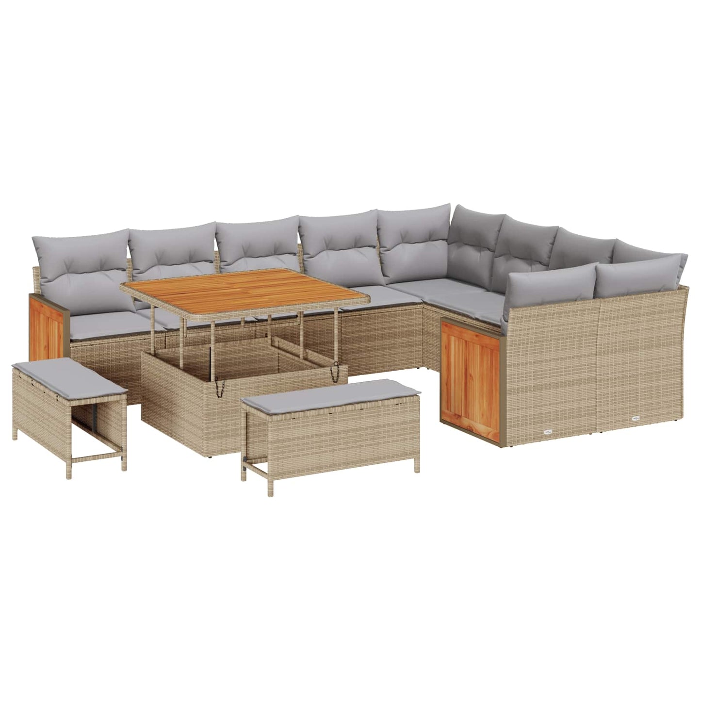 Havesofa Sæt med pude 12 pcs Beige og lys grå