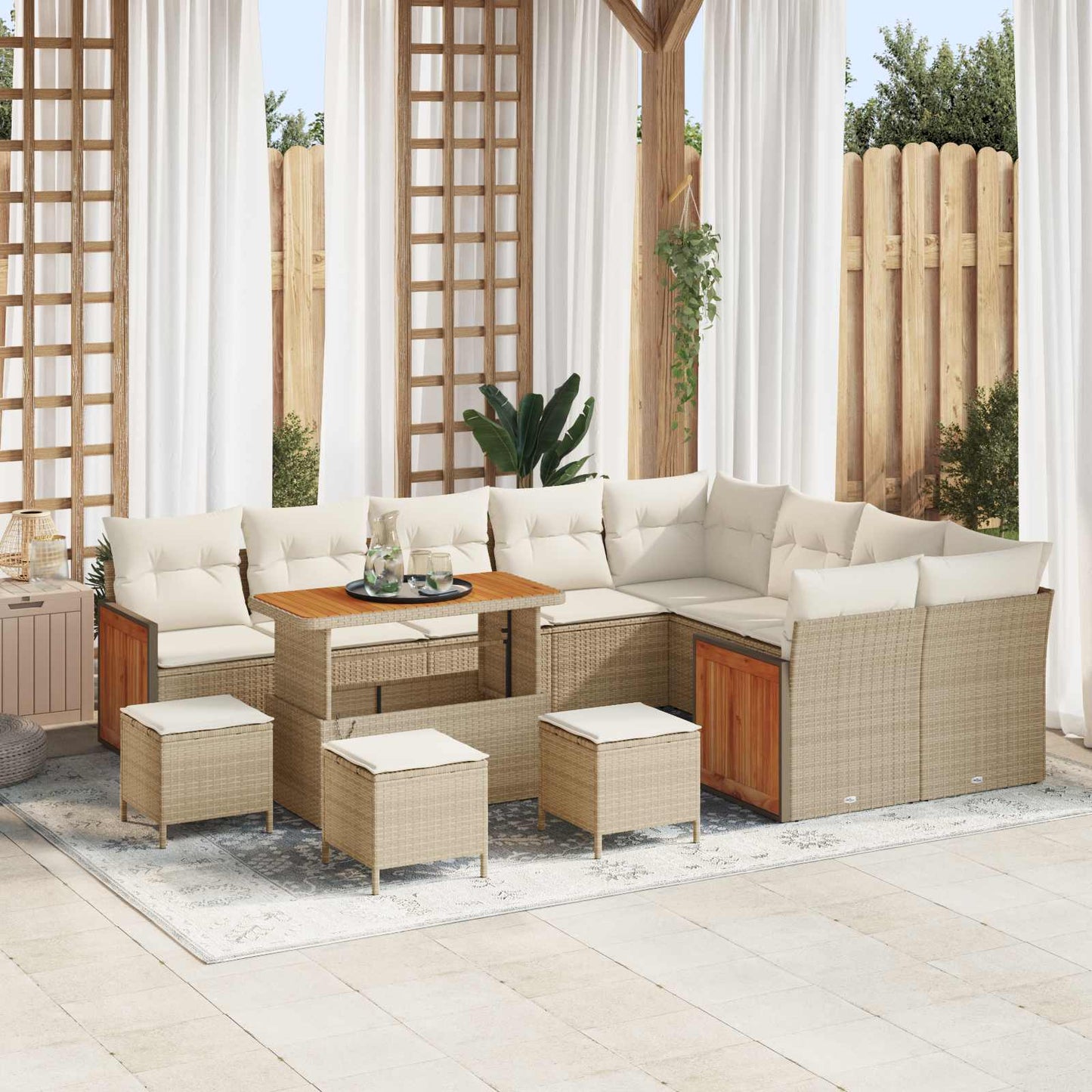 Havesofa Sæt med pude 13 pcs Beige og creme