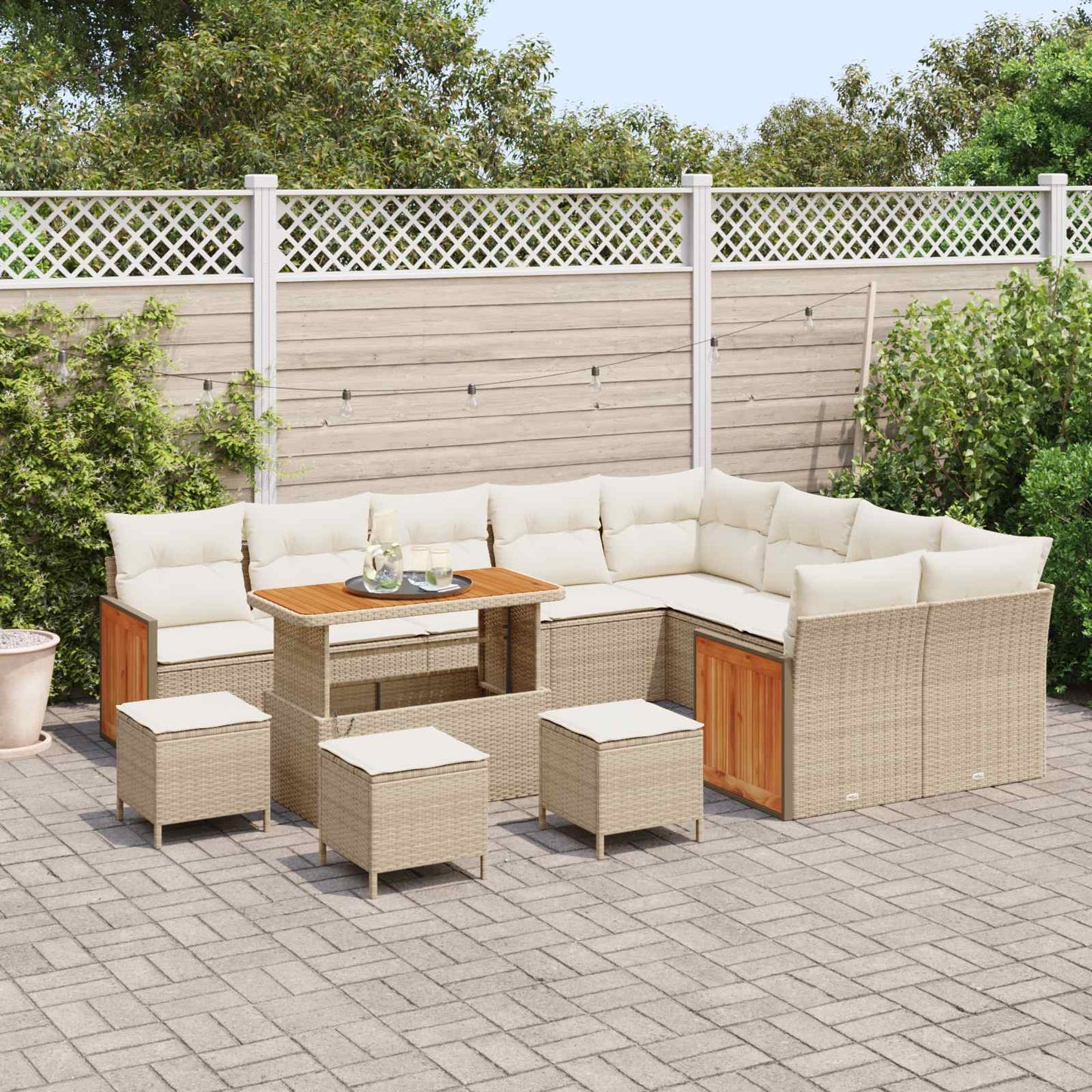 Havesofa Sæt med pude 13 pcs Beige og creme
