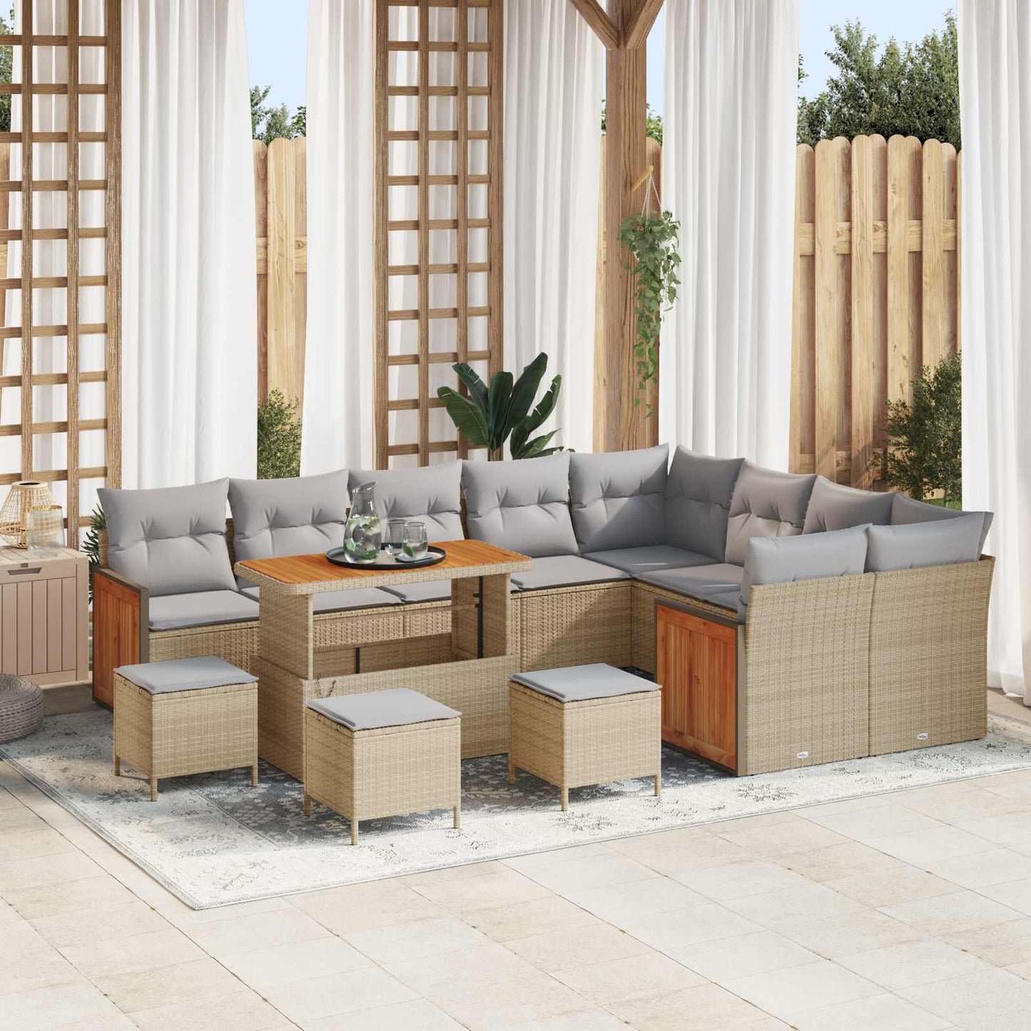 Havesofa Sæt med pude 13 pcs Beige og lys grå
