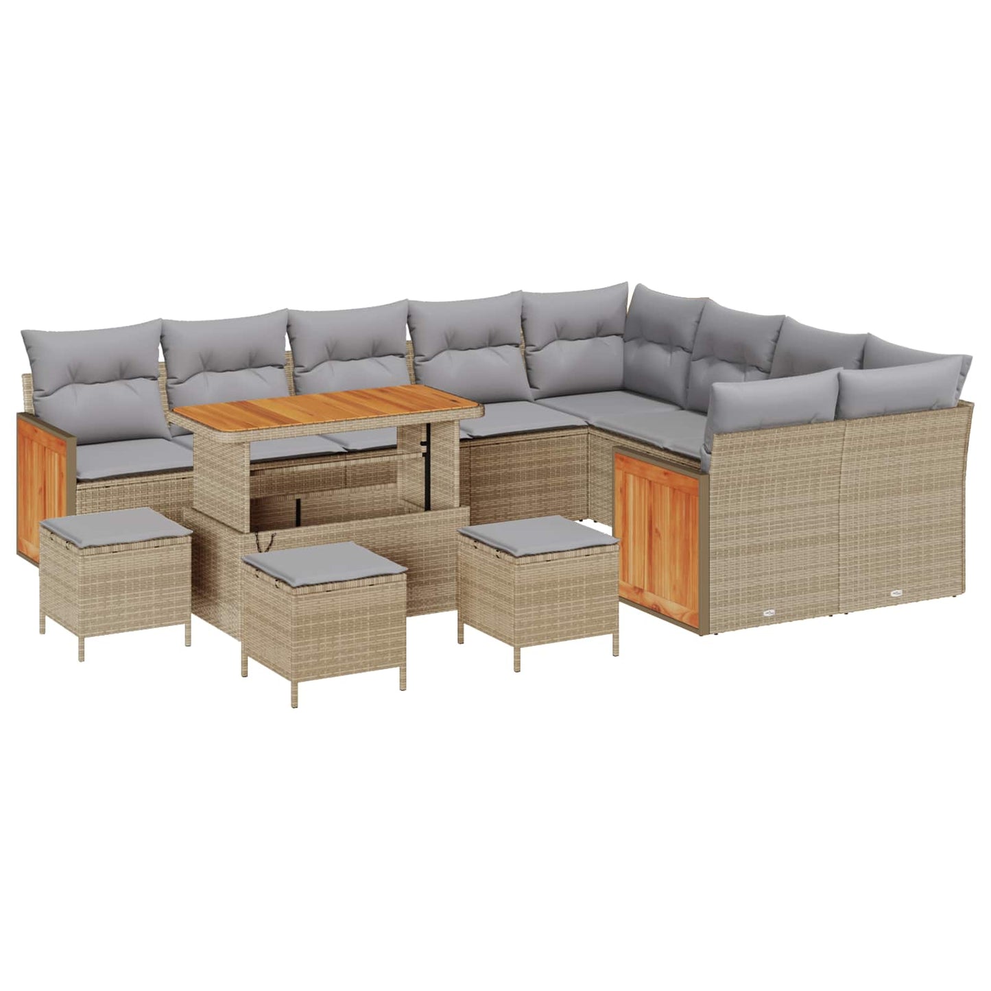 Havesofa Sæt med pude 13 pcs Beige og lys grå