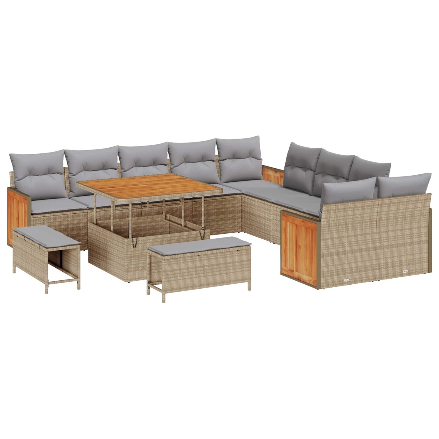 Havesofa Sæt med pude 13 pcs Beige og lys grå