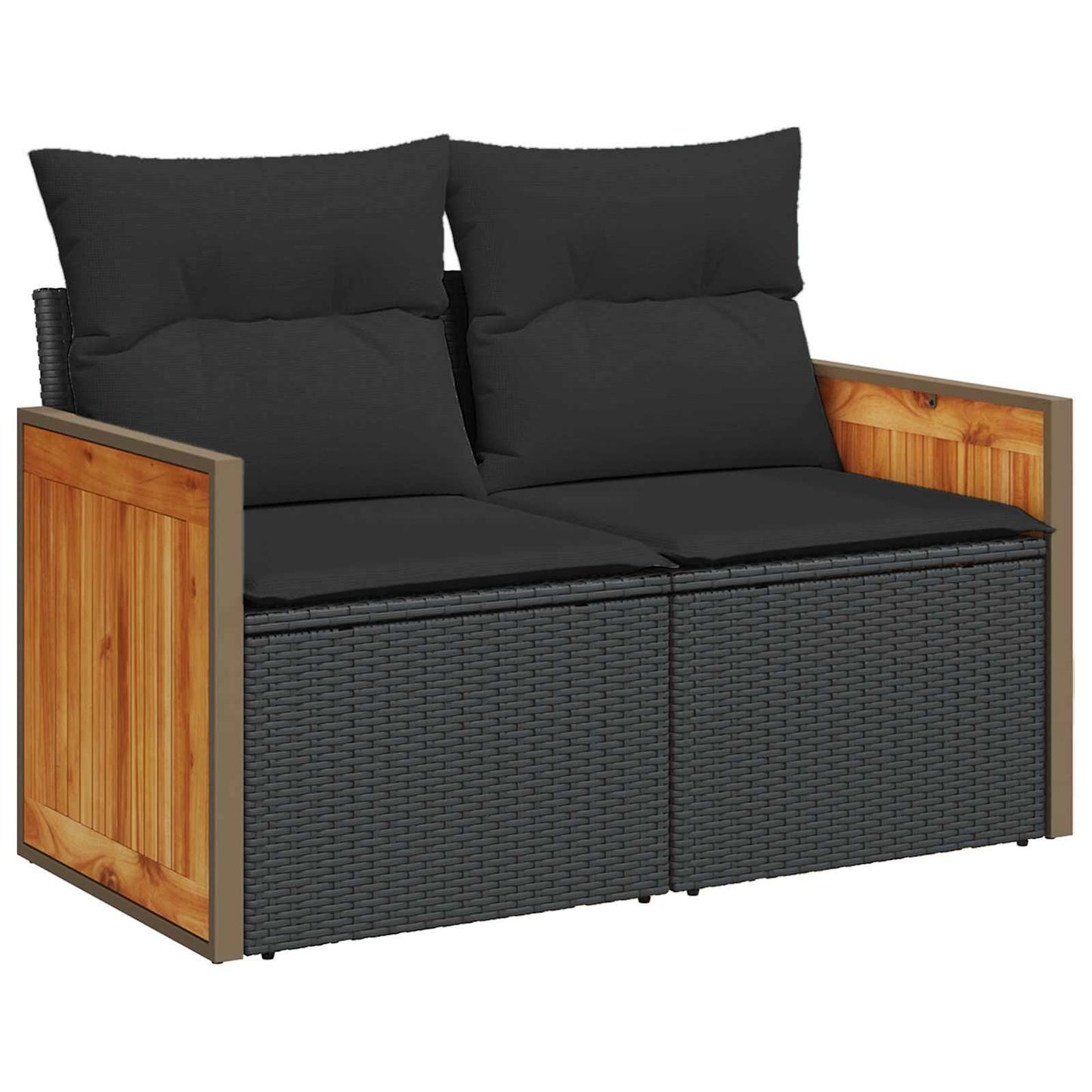 Havesofa Sæt 13 pcs Sort Poly Rattan og pulverlakeret stål