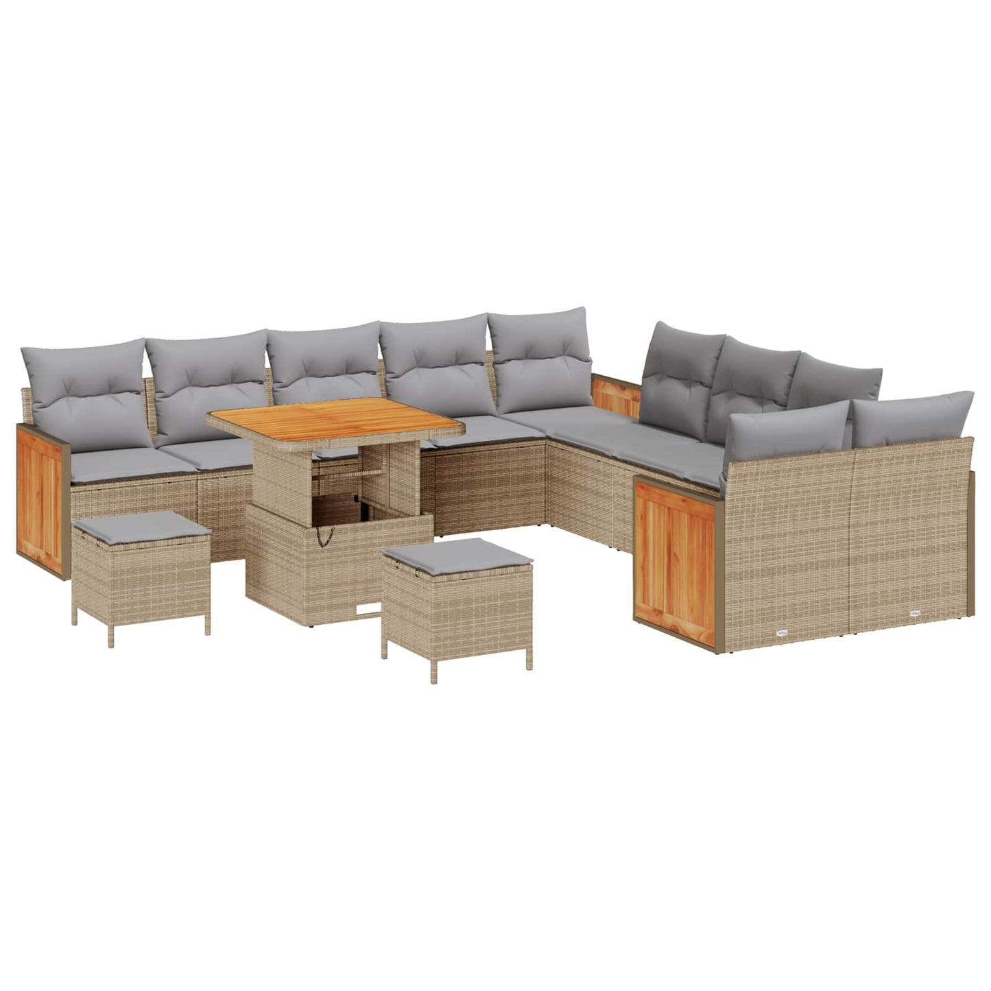 Havesofa Sæt med pude 13 pcs Beige og lys grå