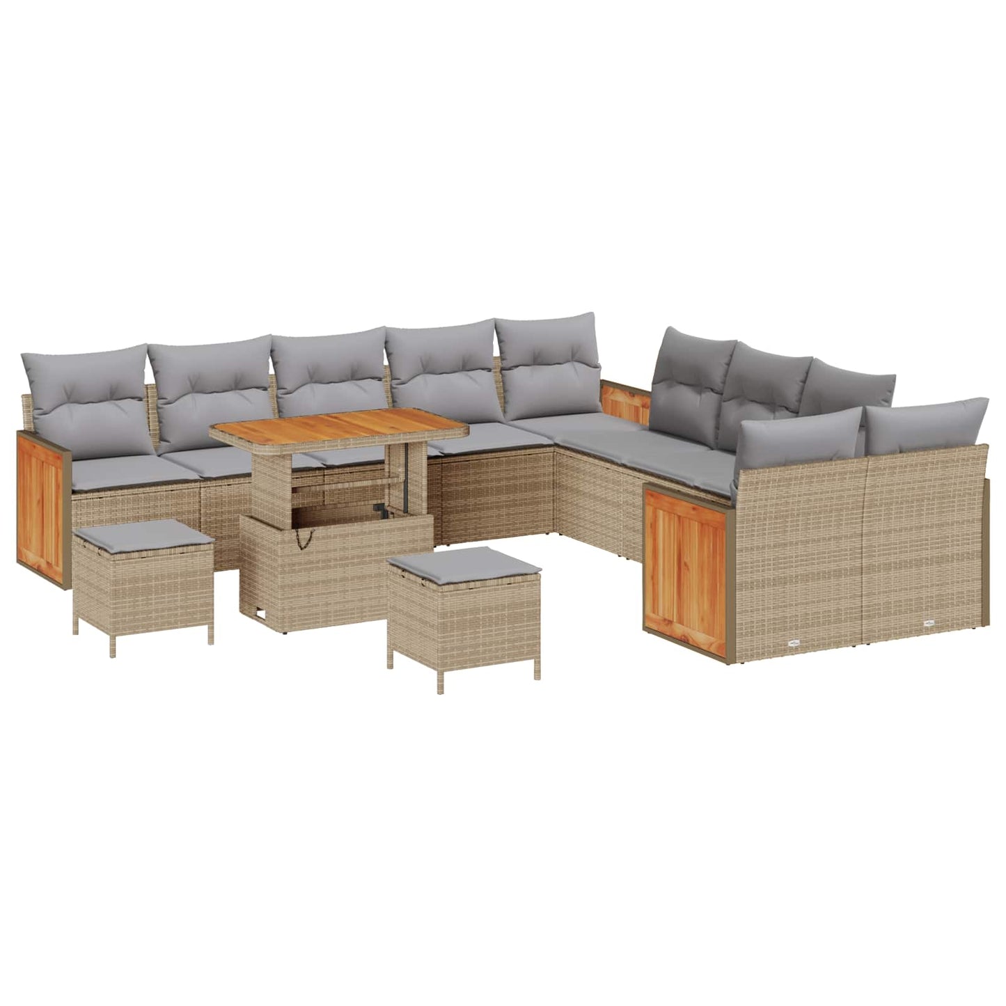 Havesofa Sæt med pude 13 pcs Beige og lys grå