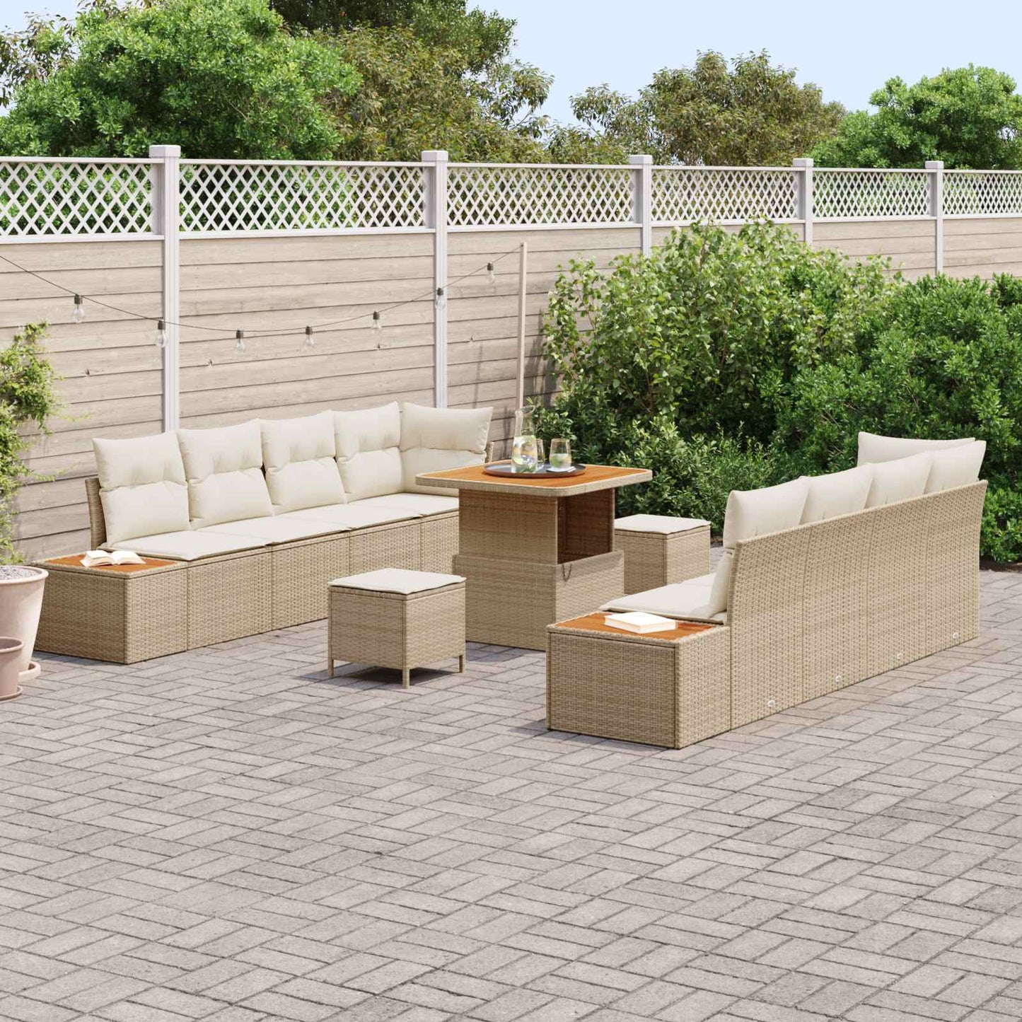 Havesofa Sæt med pude 11 pcs Beige og creme