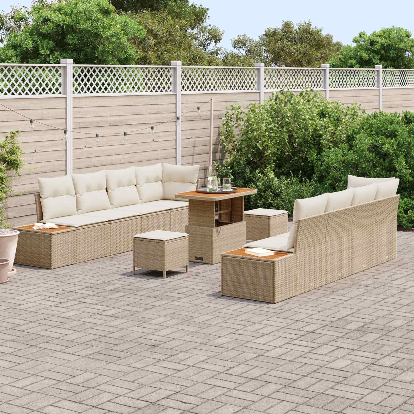 Havesofa Sæt med pude 11 pcs Beige og creme
