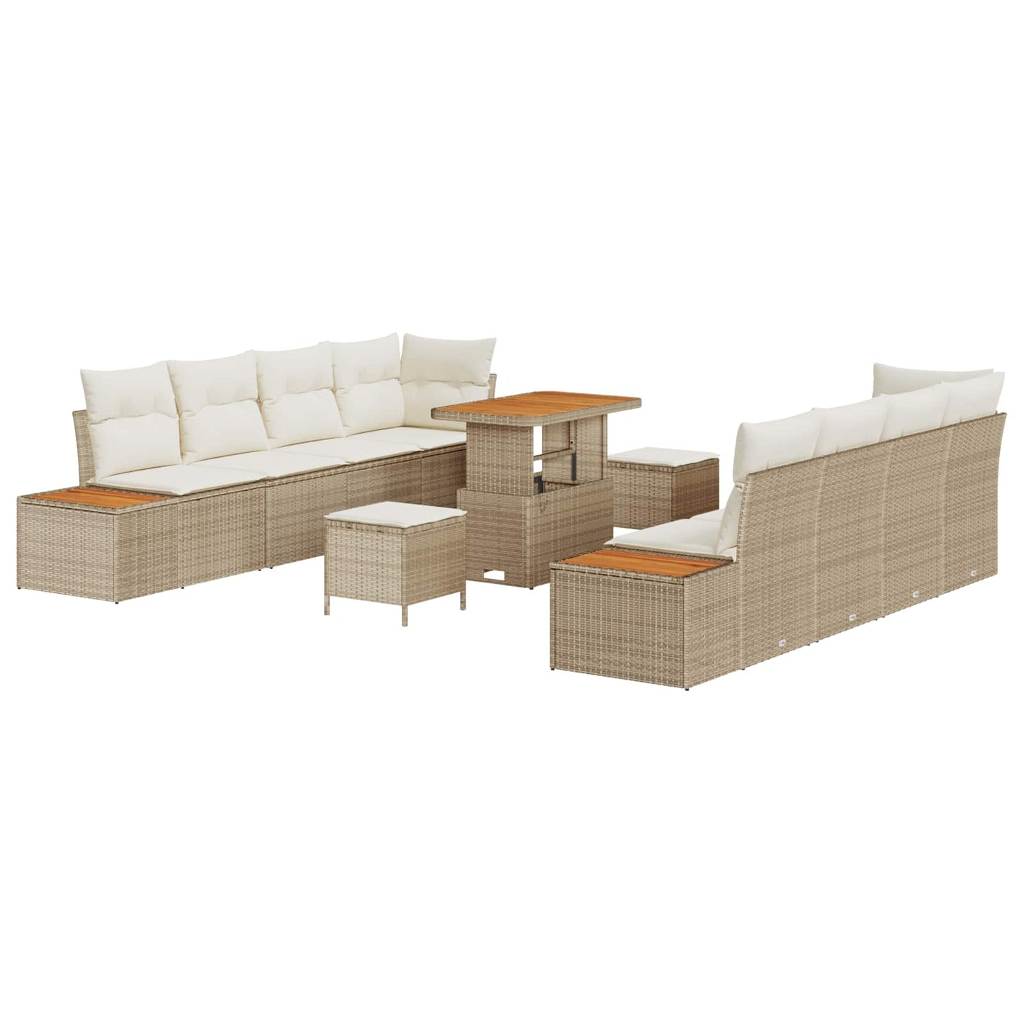 Havesofa Sæt med pude 11 pcs Beige og creme