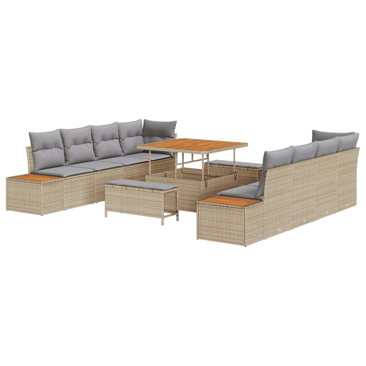 Havesofa Sæt med pude 11 pcs Beige og lys grå