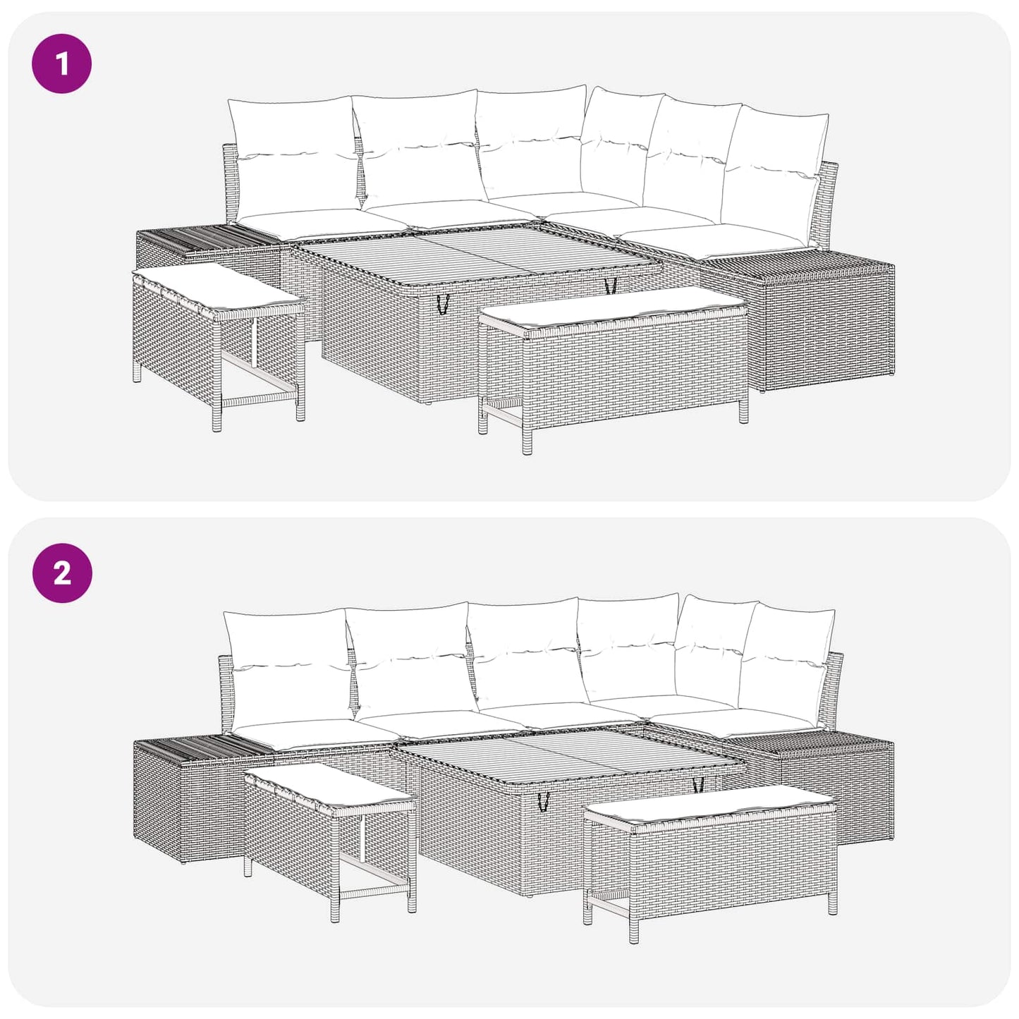 Havesofa Sæt med pude 8 pcs Beige og lys grå