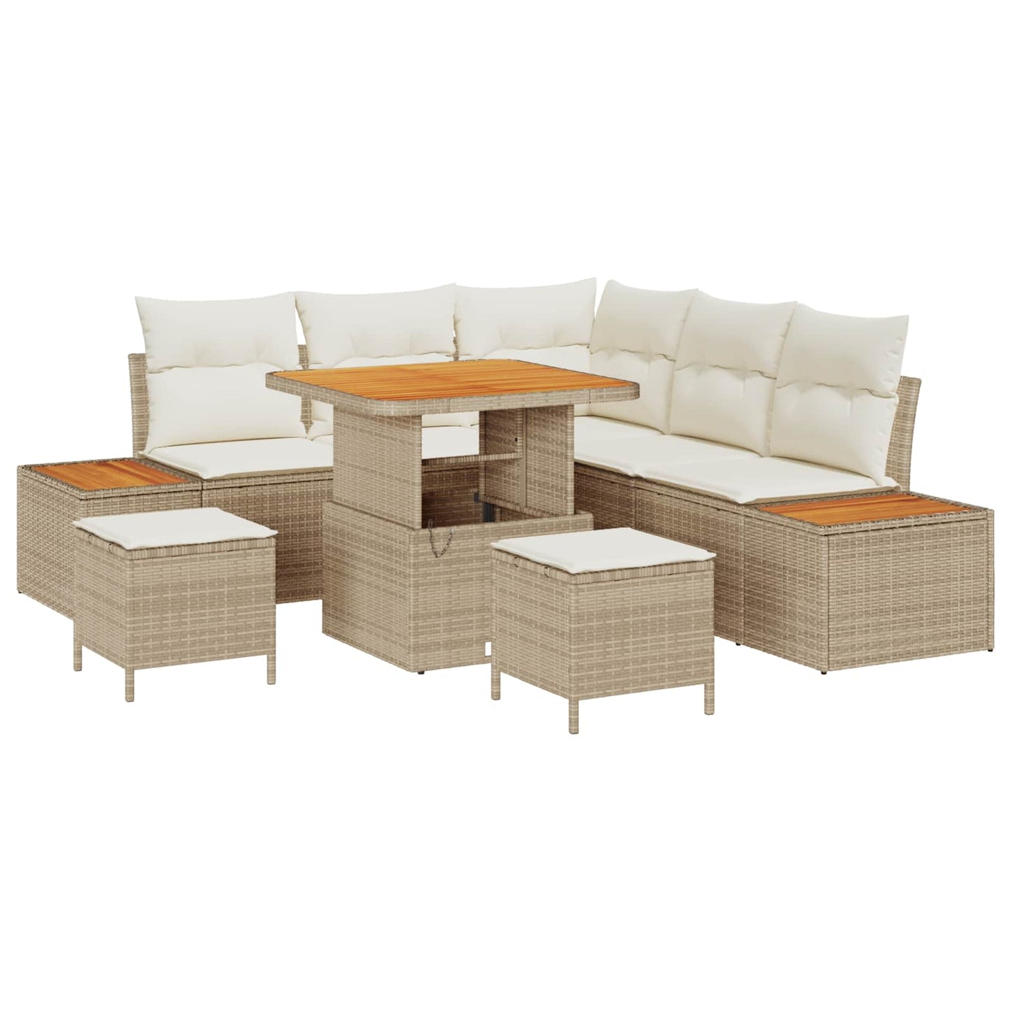 Havesofa Sæt med pude 8 pcs Beige og creme